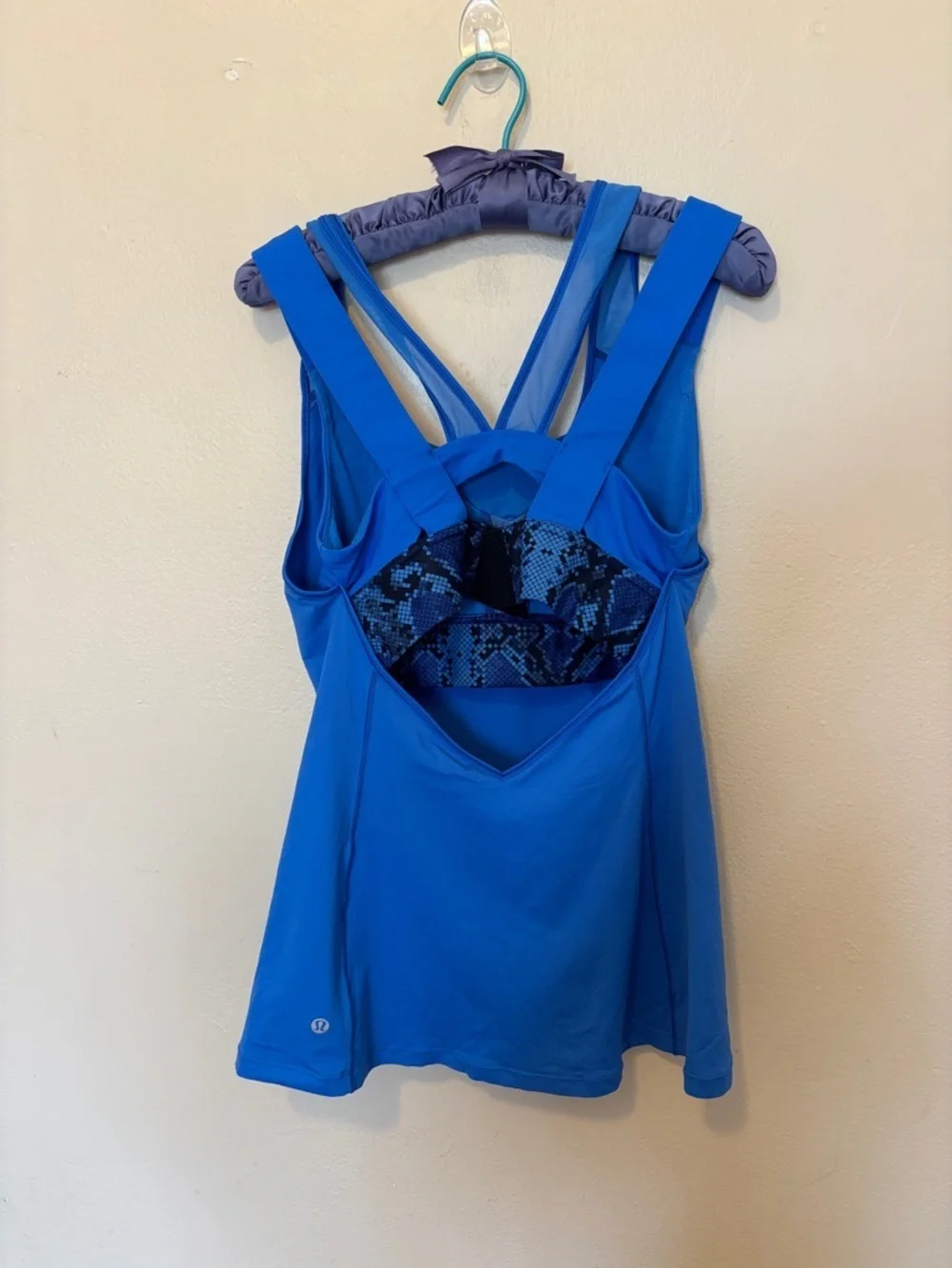 lululemon athletica Cobalt Blue Tank with Patterned Bra Insert